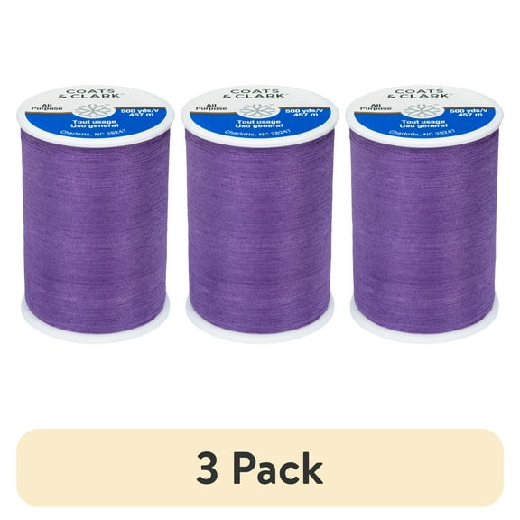 (3 pack) Coats & Clark All Purpose Deep Violet Polyester Thread, 500 yards/457 meters