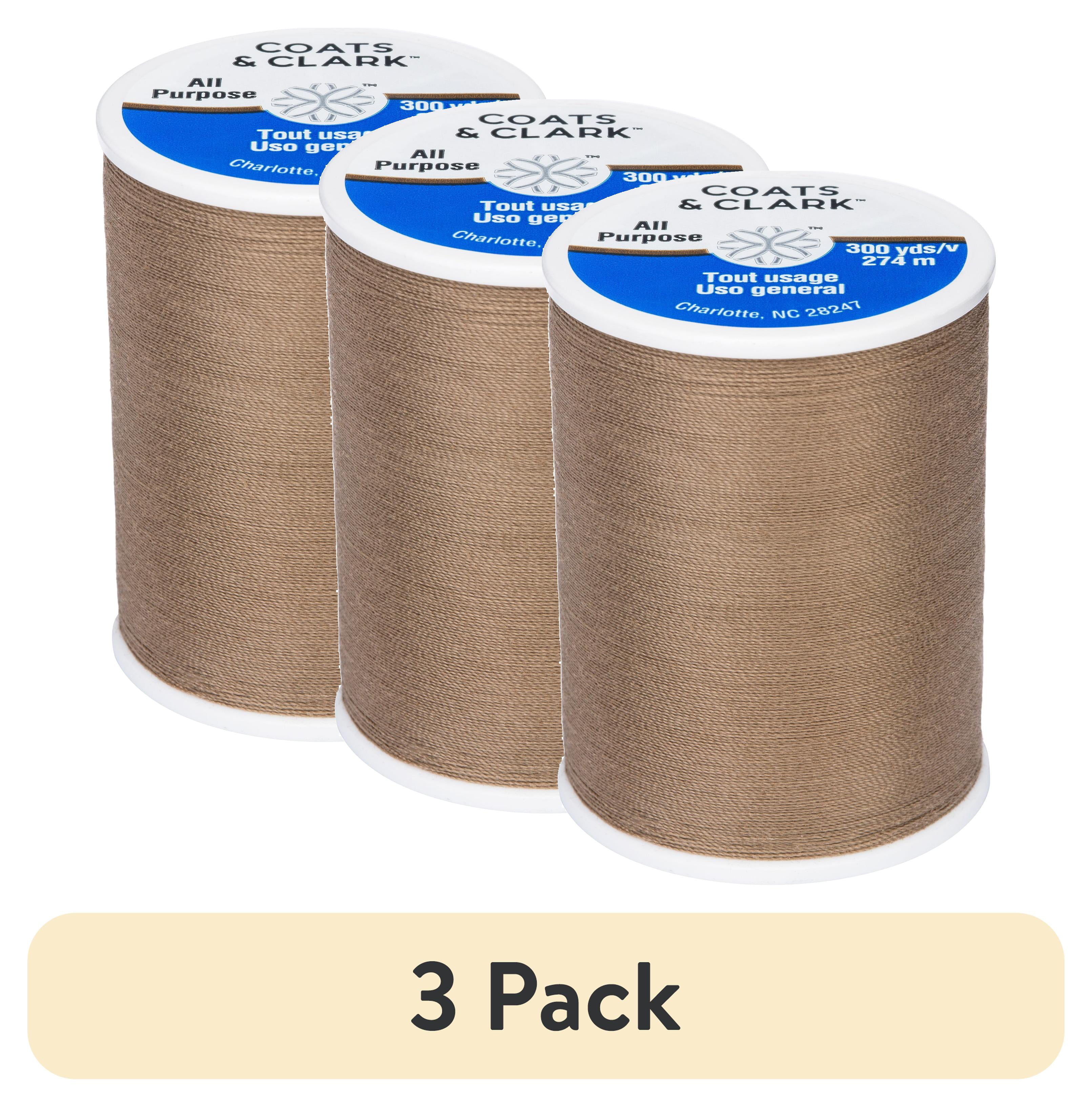 (3 pack) Coats & Clark All Purpose Polyester Sewing Thread, Driftwood, 300 Yards
