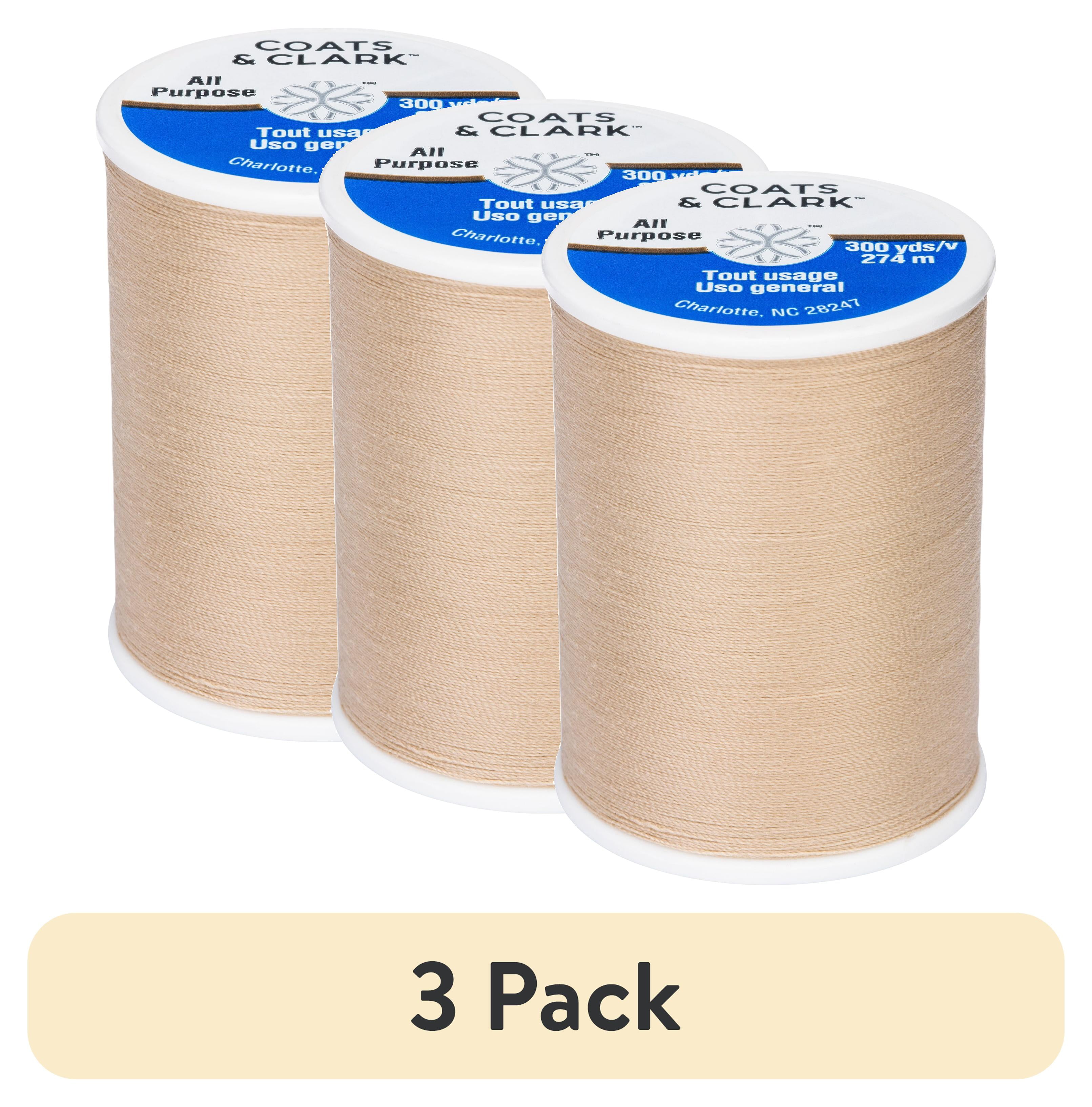 (3 pack) Coats & Clark All Purpose Dual Duty Thread, Medium, 300 Yards/274 meters, Raw Sugar