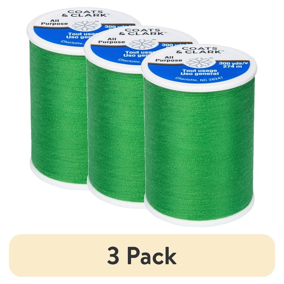 (3 pack) Coats & Clark All Purpose Emerald Thread, 300 Yards