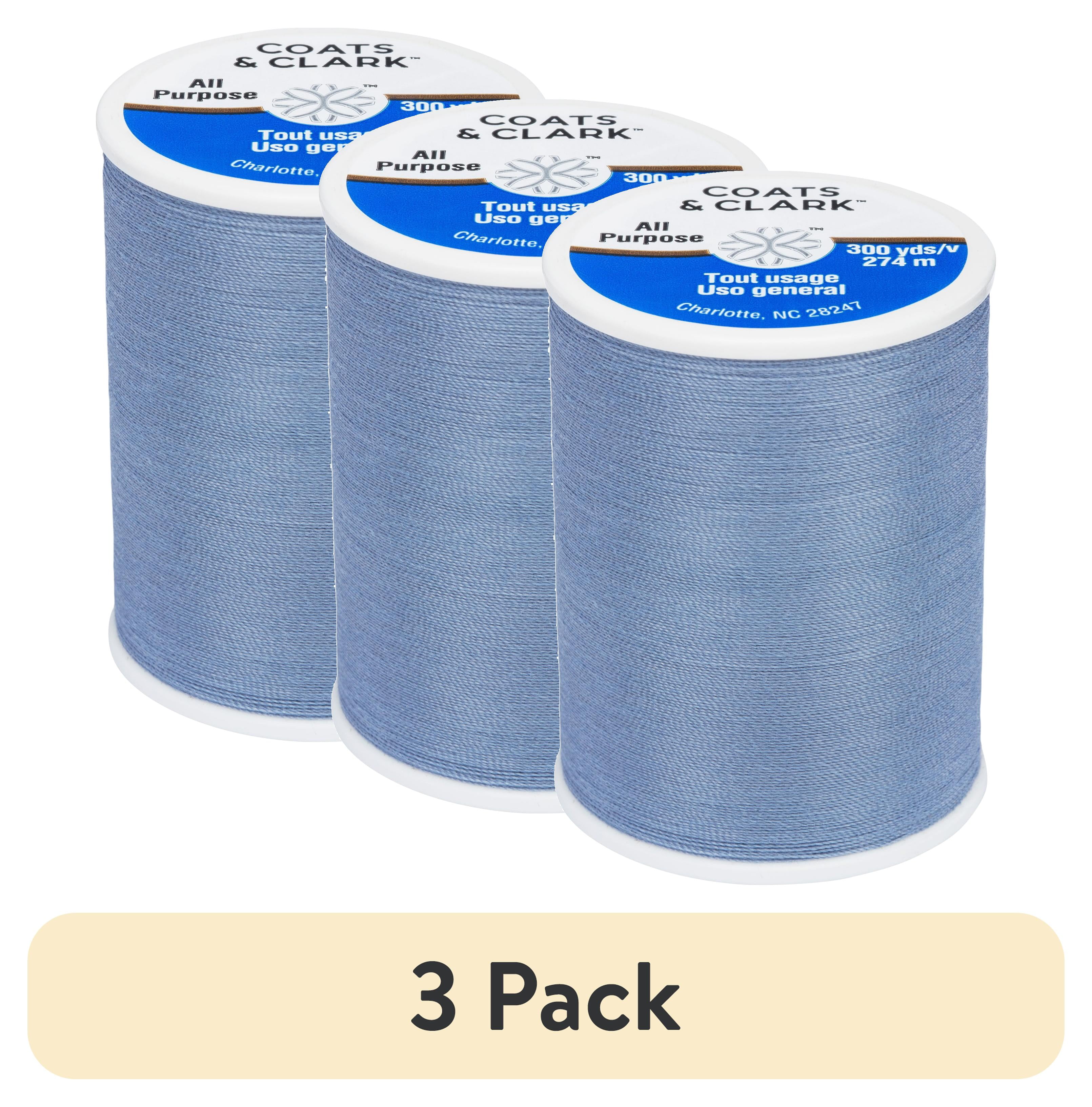 (3 pack) Coats & Clark All Purpose Faded Denim Polyester Thread, 300 Yards