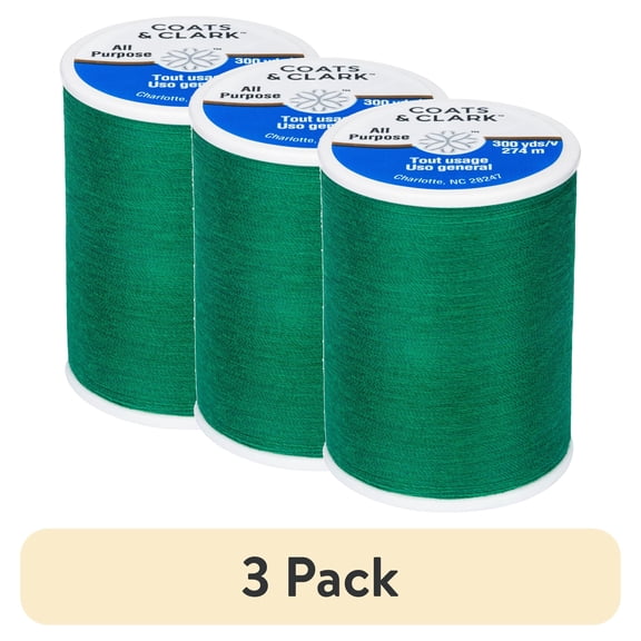 (3 pack) (3 pack) Coats & Clark All Purpose Field Green Polyester Thread, 300 Yards