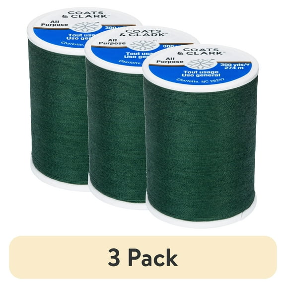 (3 pack) Coats & Clark All Purpose Forest Green Thread, 300 Yards