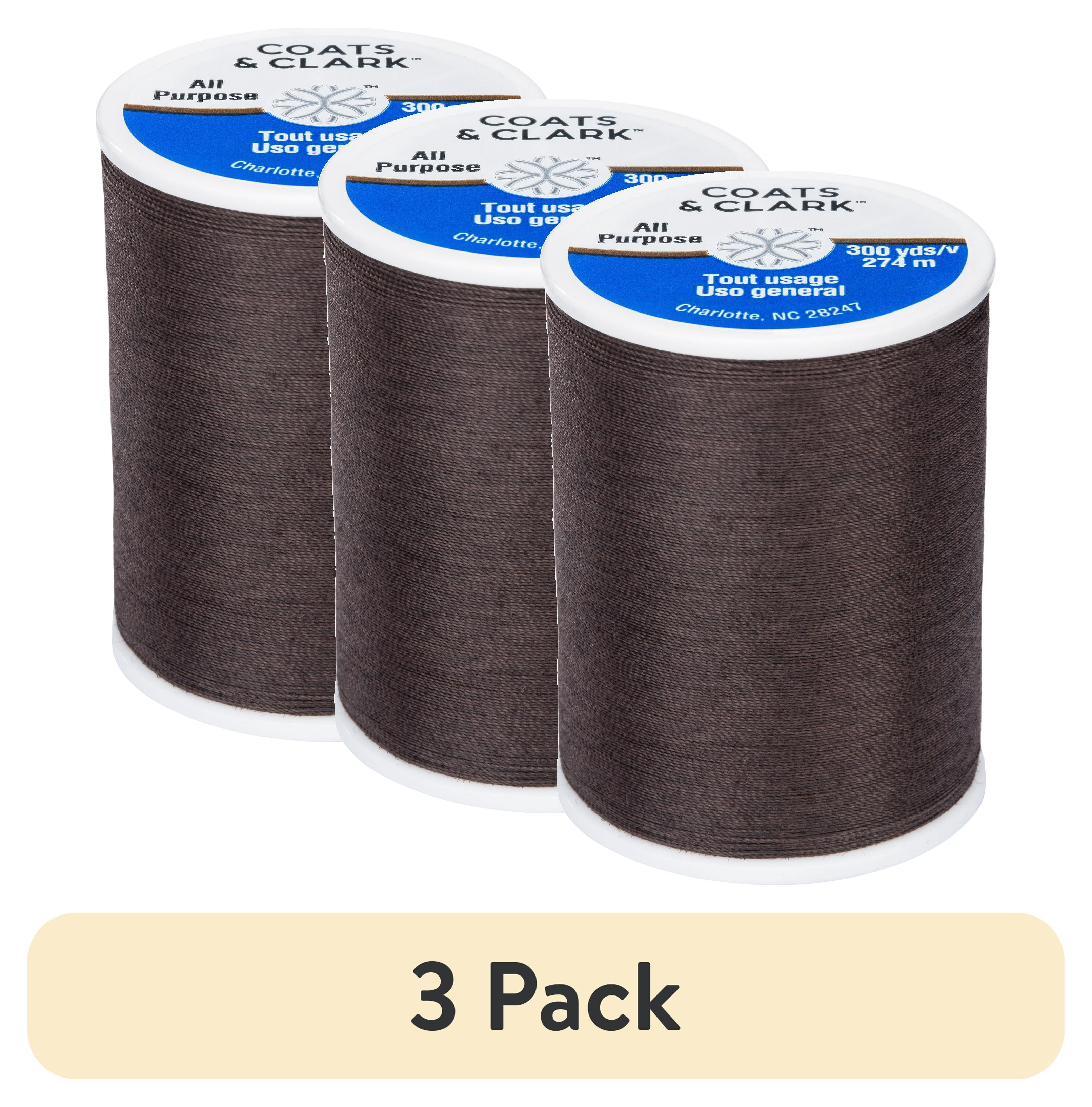 (3 pack) Coats & Clark All Purpose French Roast Polyester Thread, 300 Yards