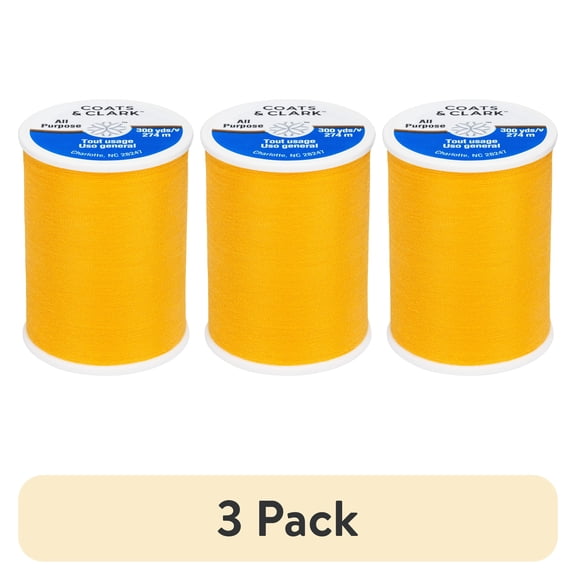 (3 pack) Coats & Clark All Purpose Goldenrod Polyester Thread, 300 Yards