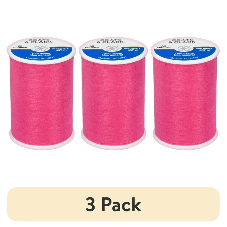 3 pack) Coats & Clark All Purpose Hot Pink Polyester Thread, 500