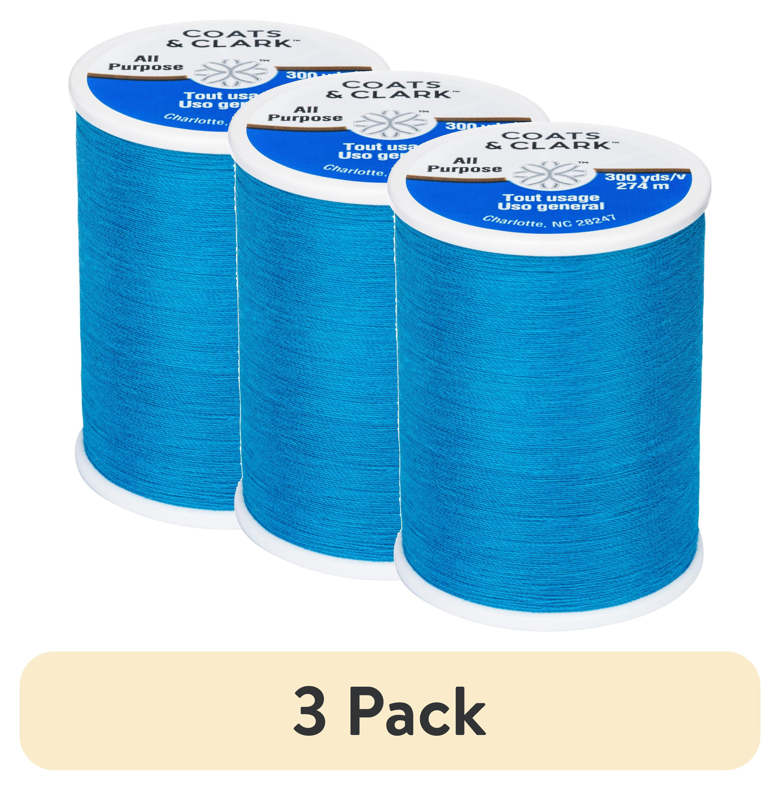 (3 pack) Coats & Clark All Purpose Hummingbird Blue Polyester Thread, 300 Yards