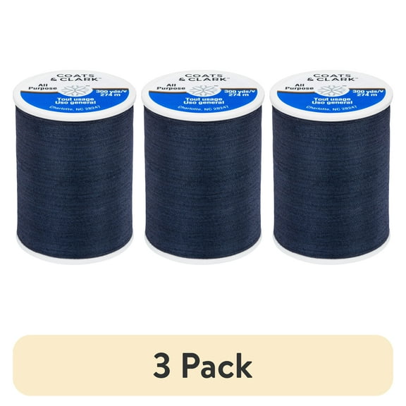 (3 pack) Coats & Clark All Purpose Indigo Ink Polyester Thread, 300 Yards