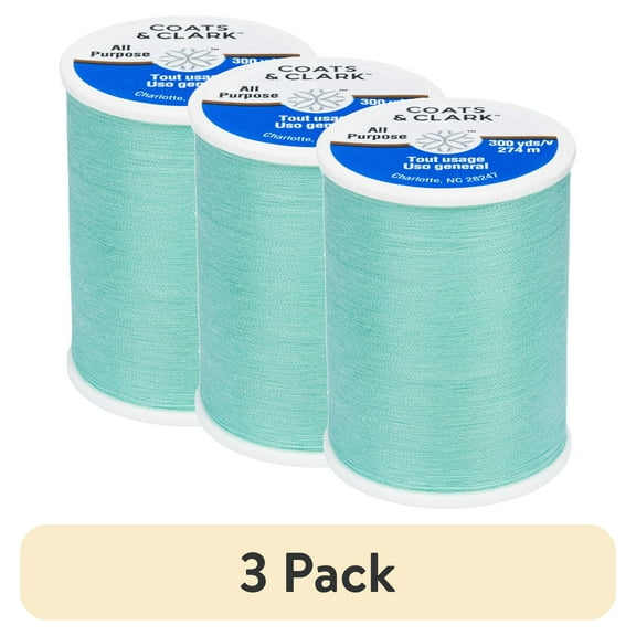 (3 pack) Coats & Clark All Purpose Light Jade Polyester Thread, 300 Yards