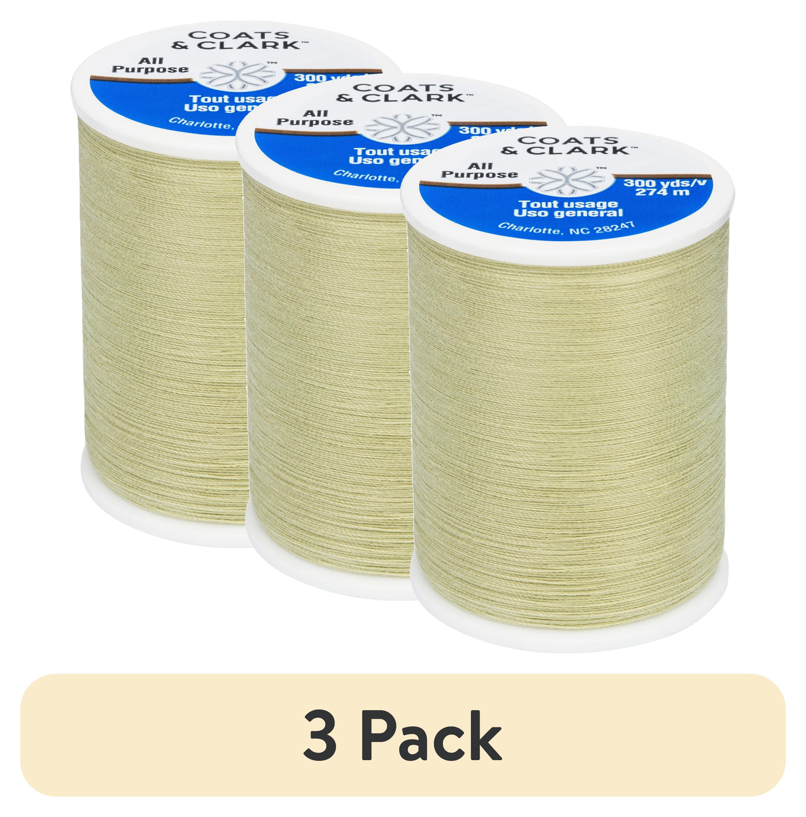 (3 pack) Coats & Clark All Purpose Light Okra Thread, 300 Yards
