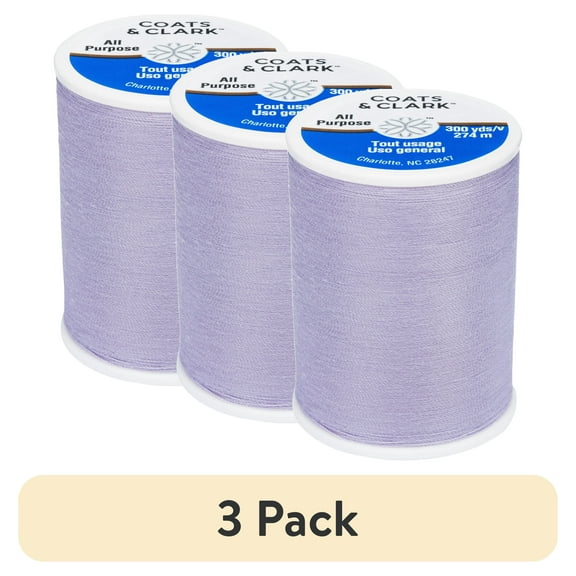 (3 pack) Coats & Clark All Purpose Lilac Polyester Thread, 300 Yards