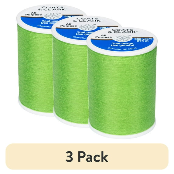 (3 pack) Coats & Clark All Purpose Lime Polyester Thread, 300 Yards
