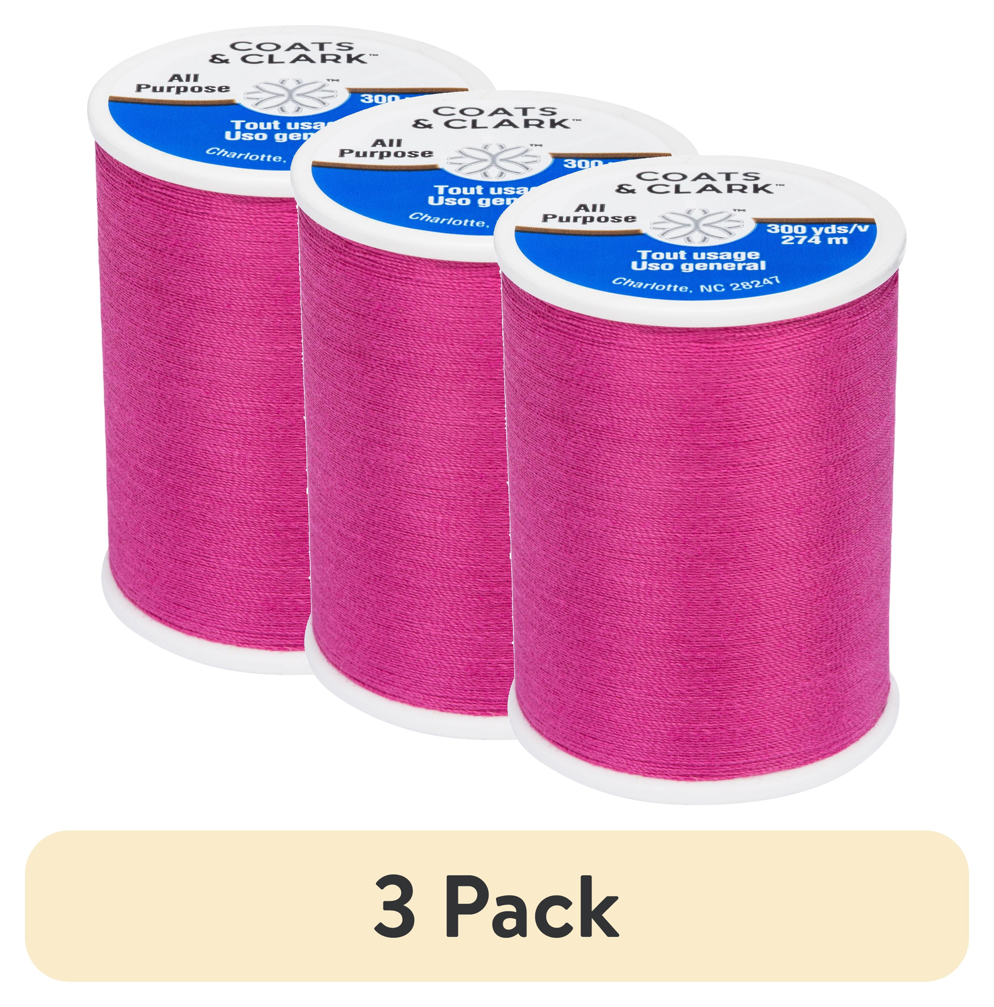 (3 pack) Coats & Clark All Purpose Magenta Polyester Thread, 300 Yards