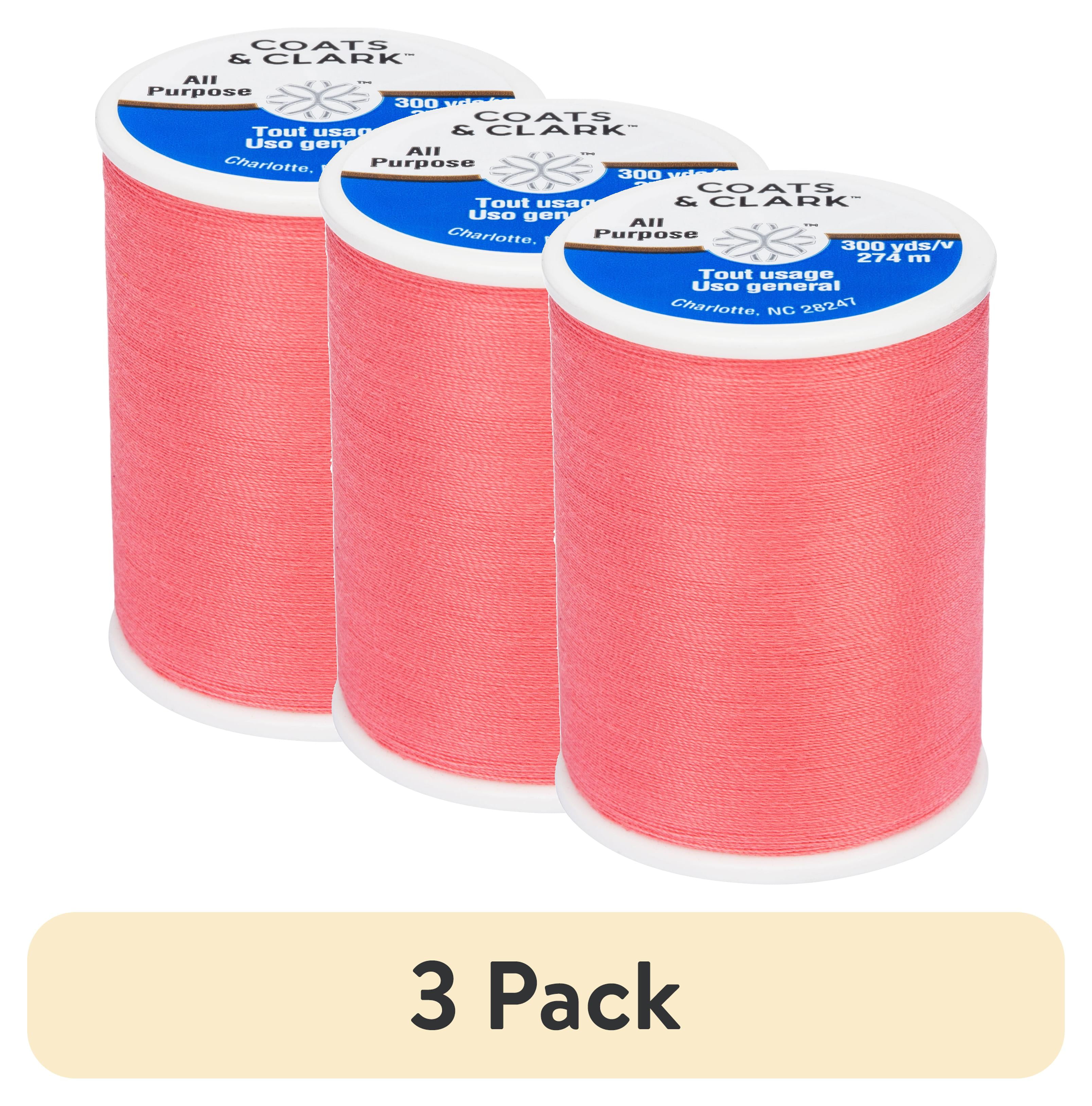 (3 pack) Coats & Clark All Purpose Medium Coral Polyester Thread, 300 Yards