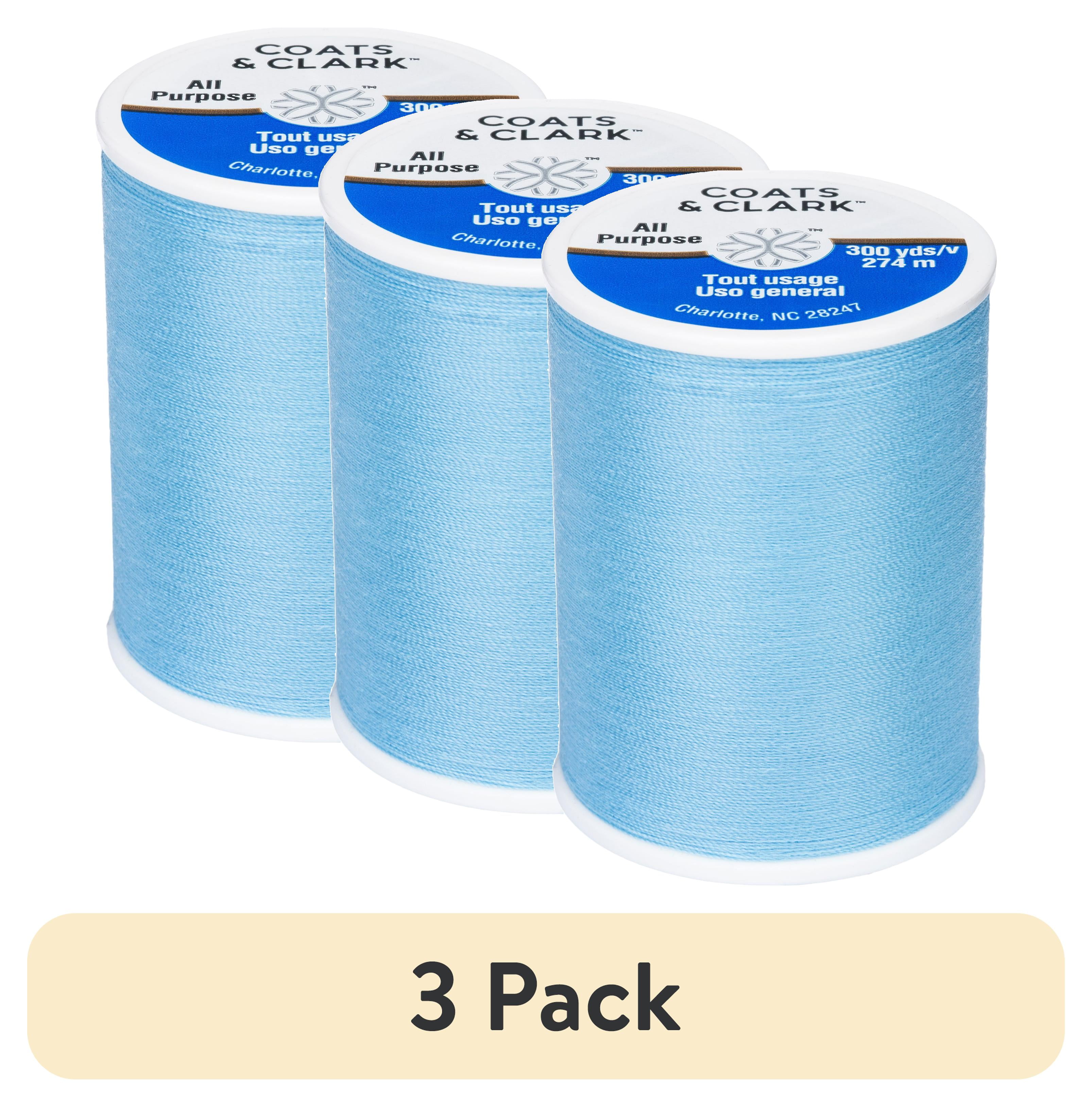 (3 pack) Coats & Clark All Purpose Miracle Blue Polyester Thread, 300 Yards