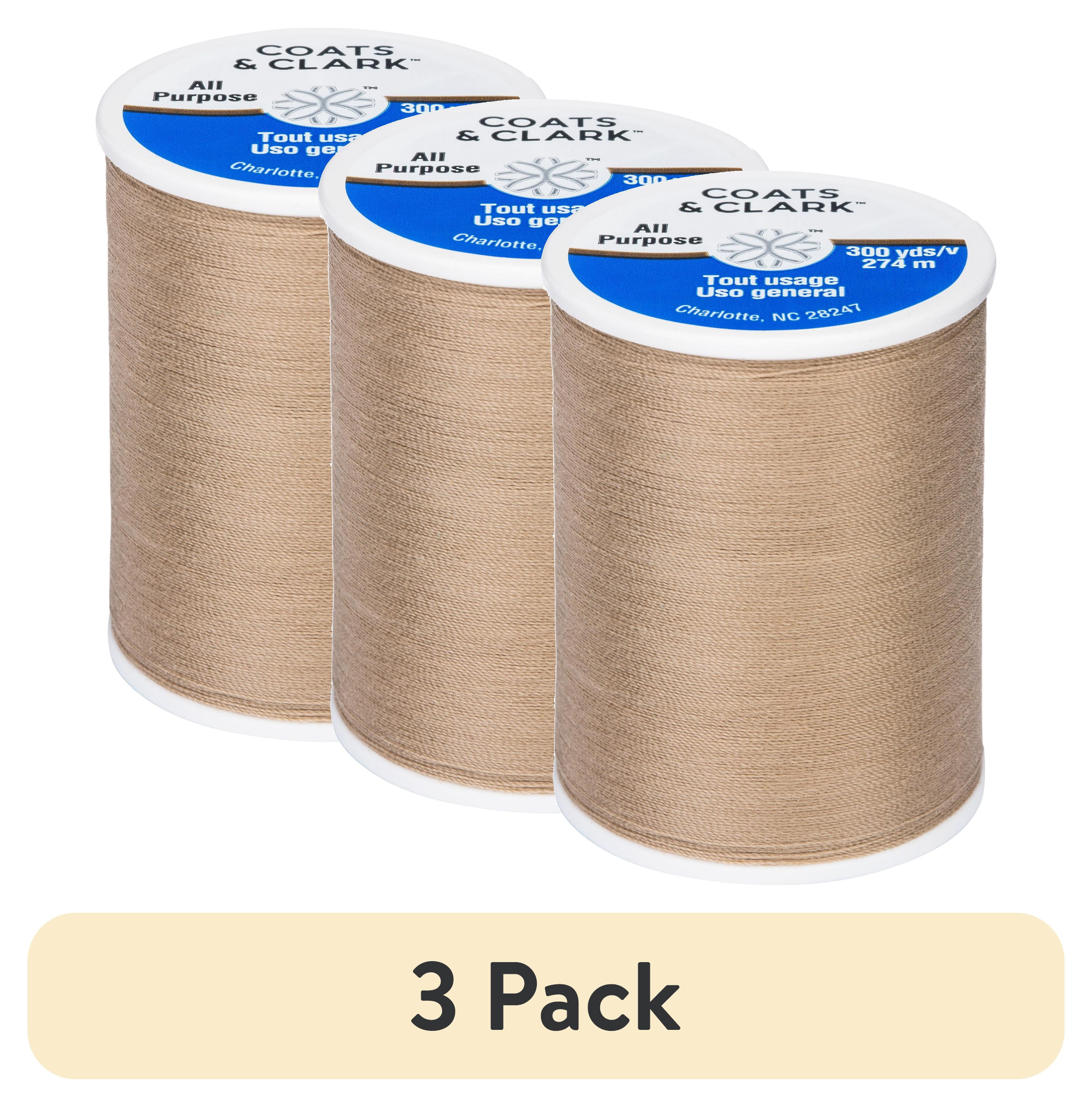 (3 pack) Coats & Clark All Purpose Mushroom Polyester Thread, 300 Yards