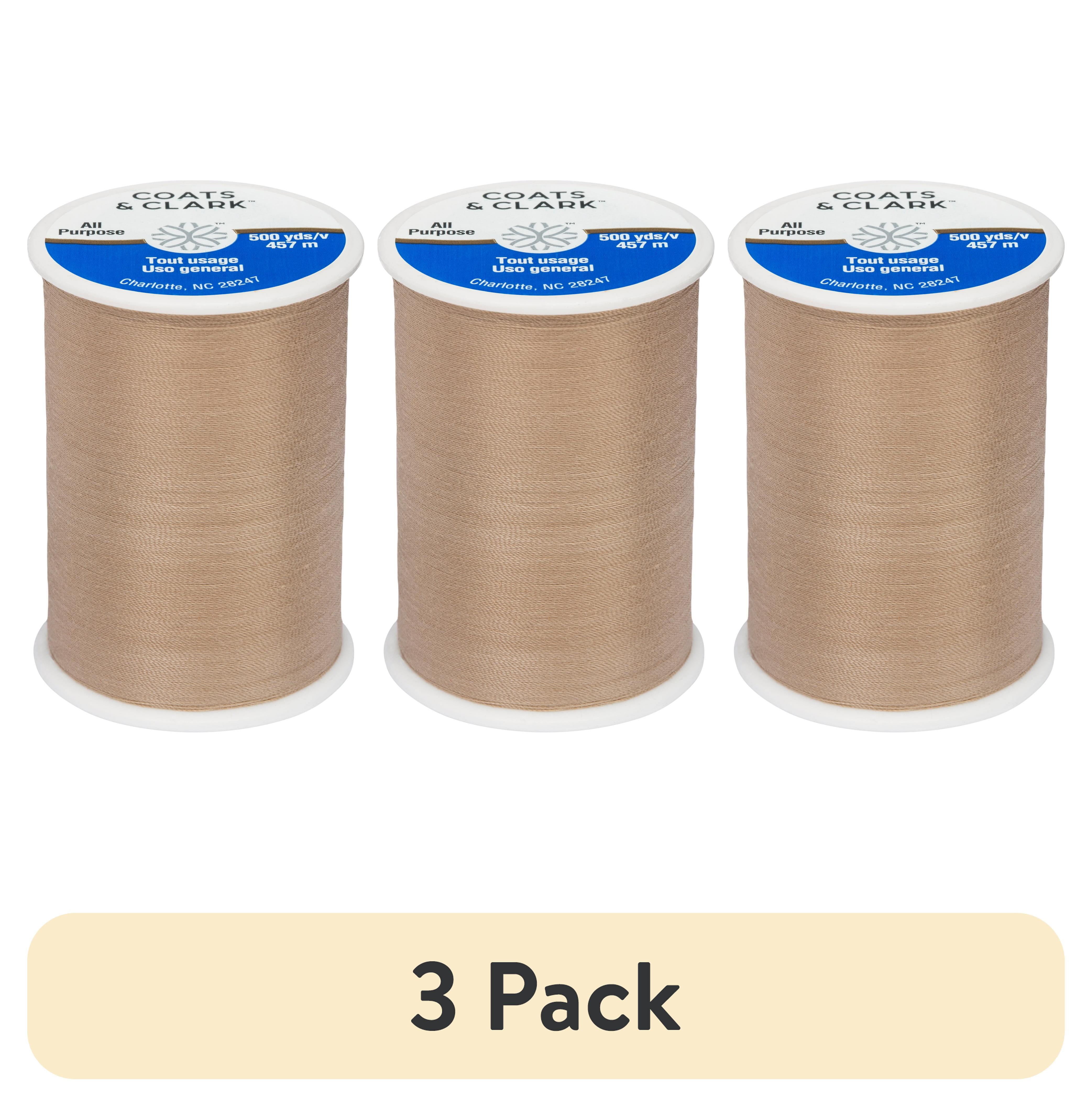 (3 pack) Coats & Clark All Purpose Mushroom Polyester Thread, 500 yards/457 meters