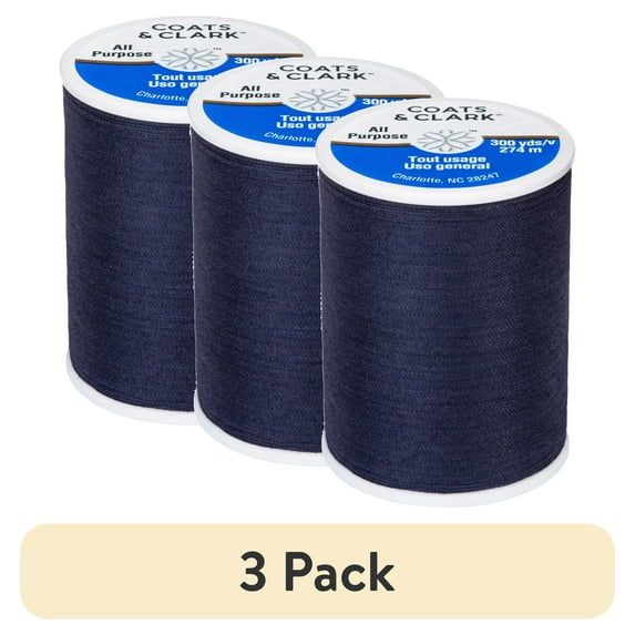 (3 pack) Coats & Clark All Purpose Navy Polyester Thread, 300 Yards