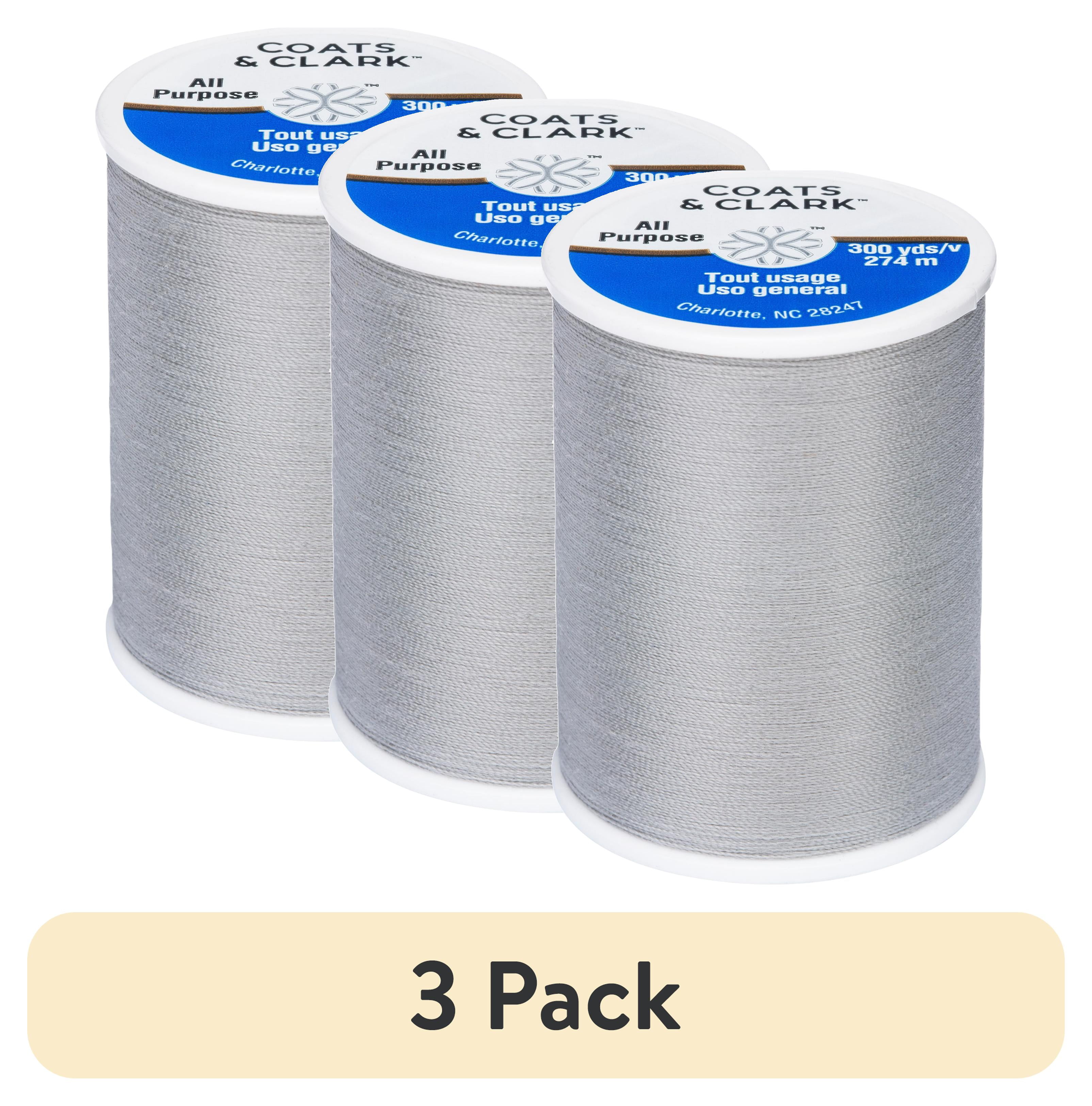 (3 pack) Coats & Clark All Purpose Nugrey Polyester Thread, 300 Yards