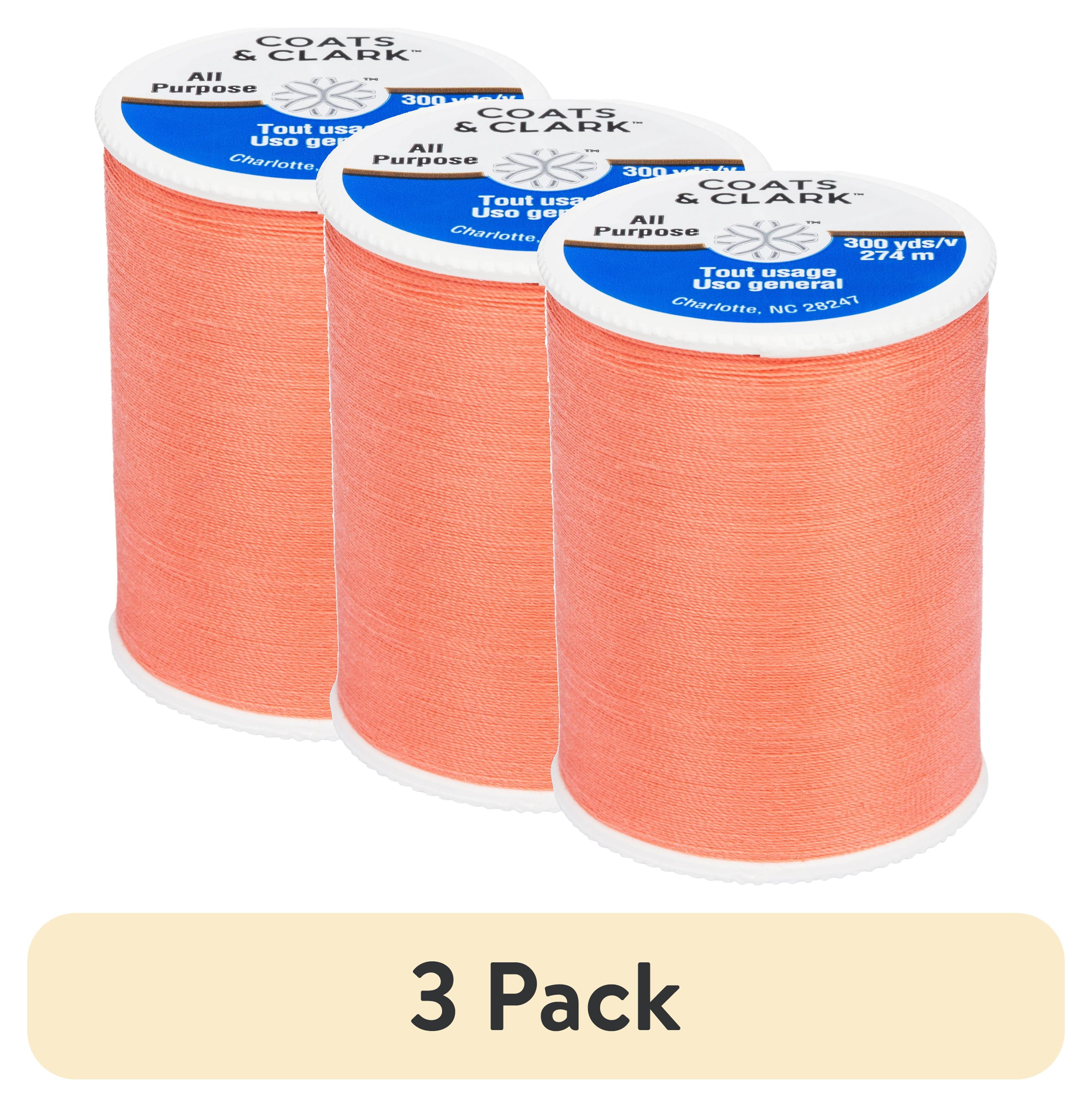 (3 pack) Coats & Clark All Purpose Orange Coral Polyester Thread, 300 Yards