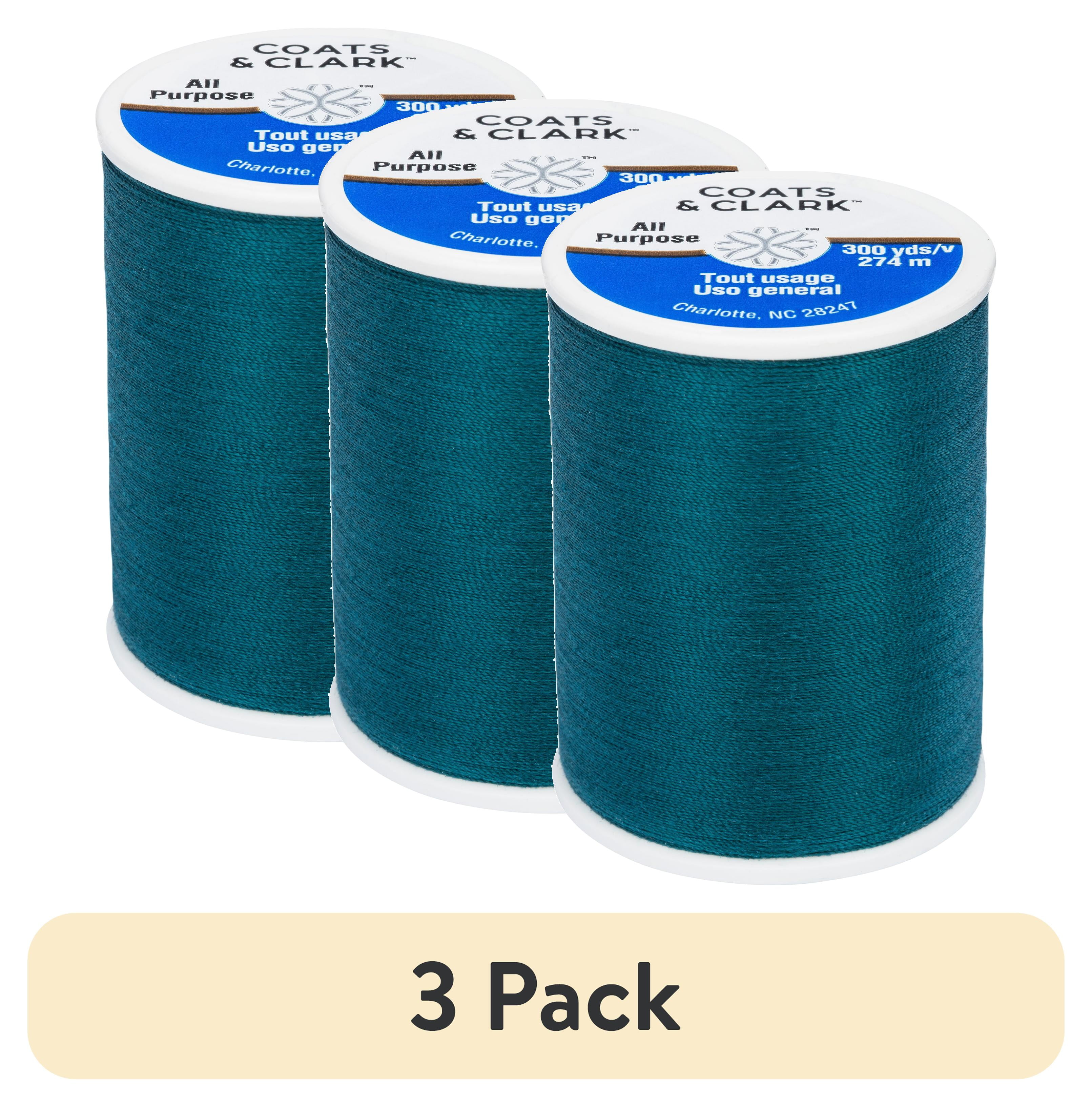 (3 pack) Coats & Clark All Purpose Oriental Teal Polyester Thread, 300 Yards
