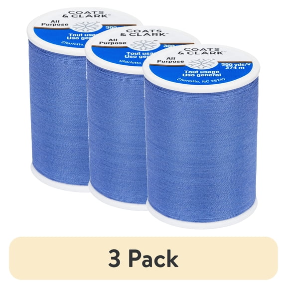 (3 pack) Coats & Clark All Purpose Periwinkle Polyester Thread, 300 Yards