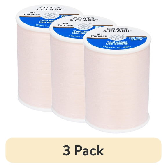 (3 pack) Coats & Clark All Purpose Pink Champagne Polyester Thread, 300 Yards