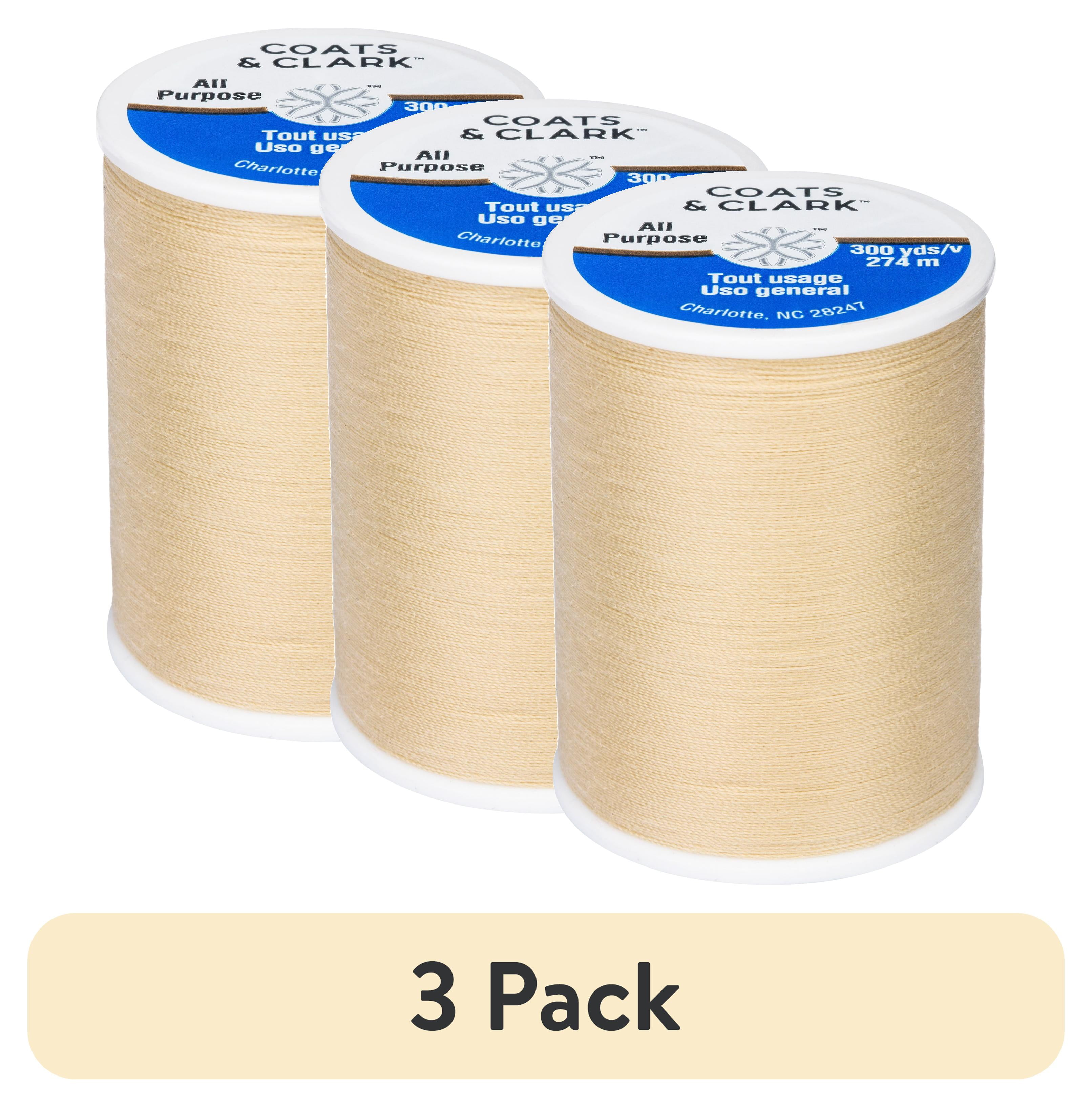(3 pack) Coats & Clark All Purpose Pongee Polyester Thread, 300 Yards