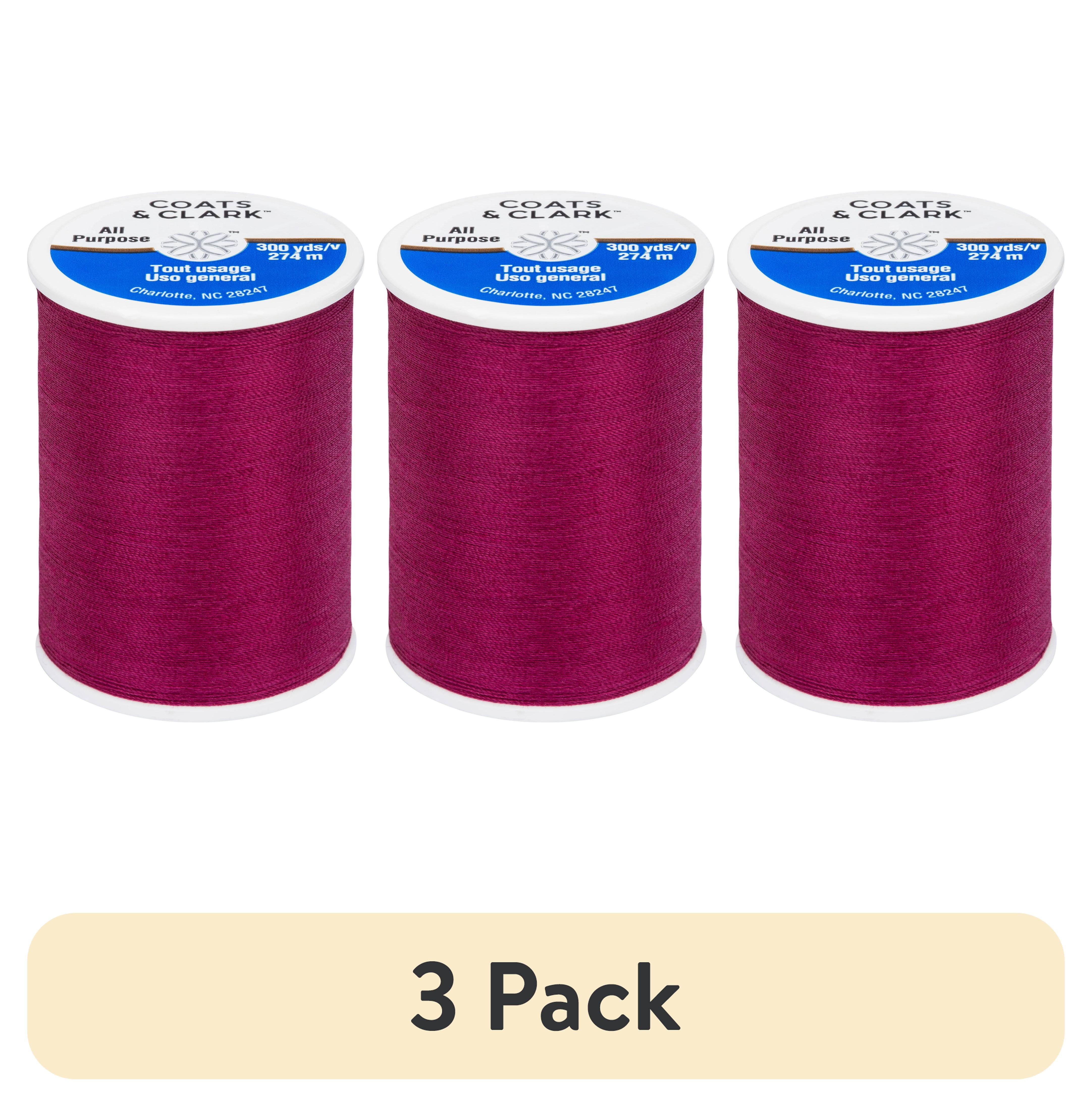 (3 pack) Coats & Clark All Purpose Red Plum Polyester Thread, 300 Yards