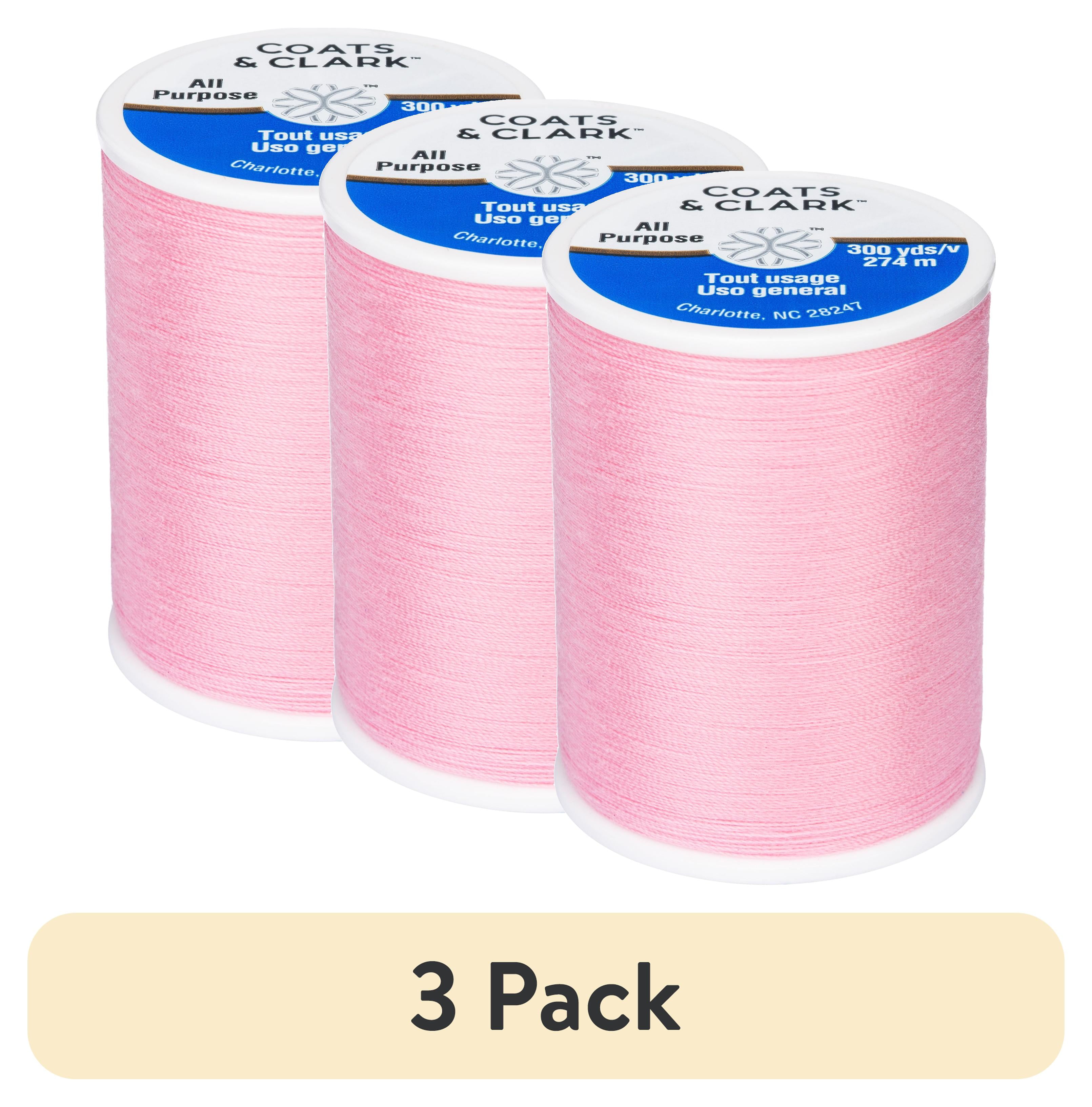 (3 pack) Coats & Clark All Purpose Rose Pink Polyester Thread, 300 Yards