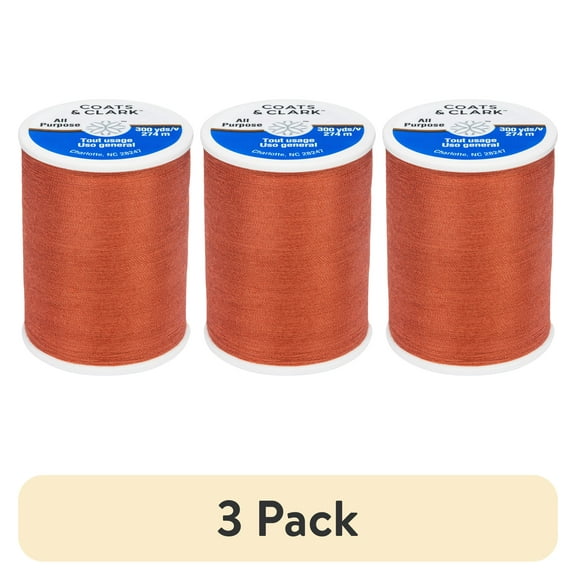 (3 pack) Coats & Clark All Purpose Rust Polyester Thread, 300 Yards