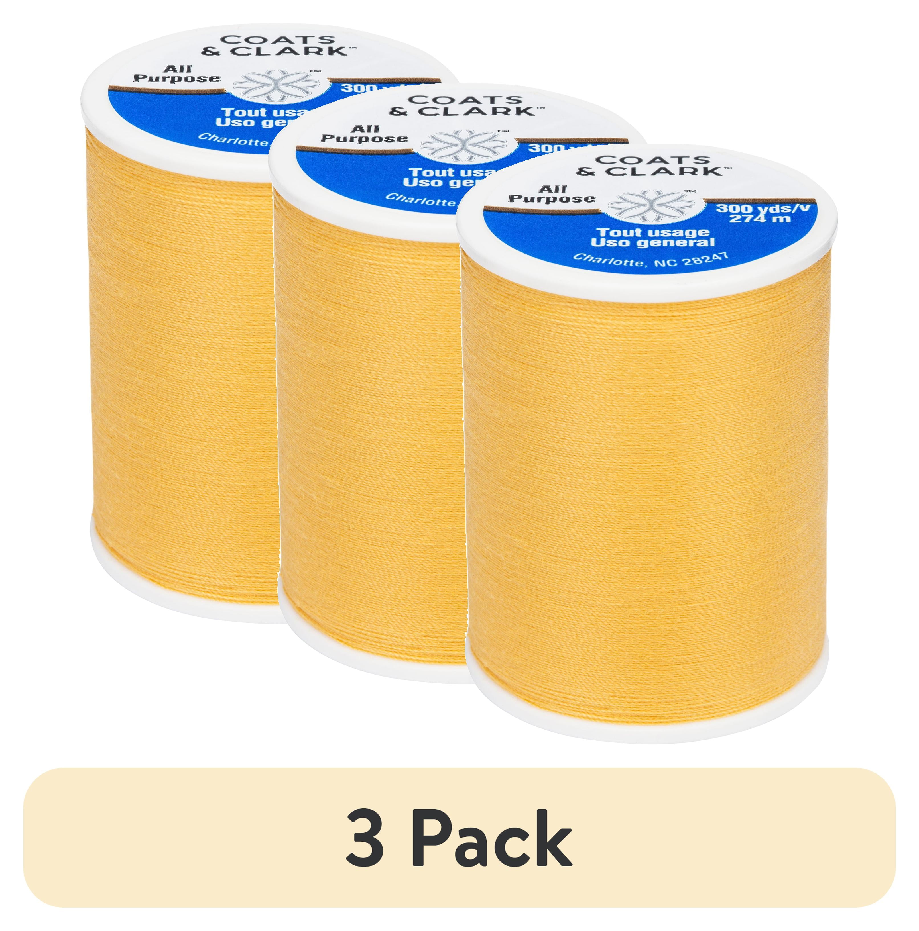 (3 pack) Coats & Clark All Purpose Saffron Polyester Thread, 300 Yards
