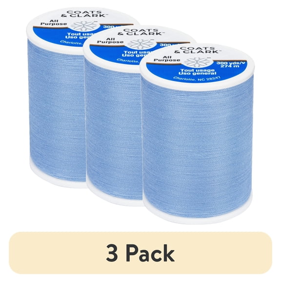 (3 pack) (3 pack) Coats & Clark All Purpose September Sky Polyester Thread, 300 Yards