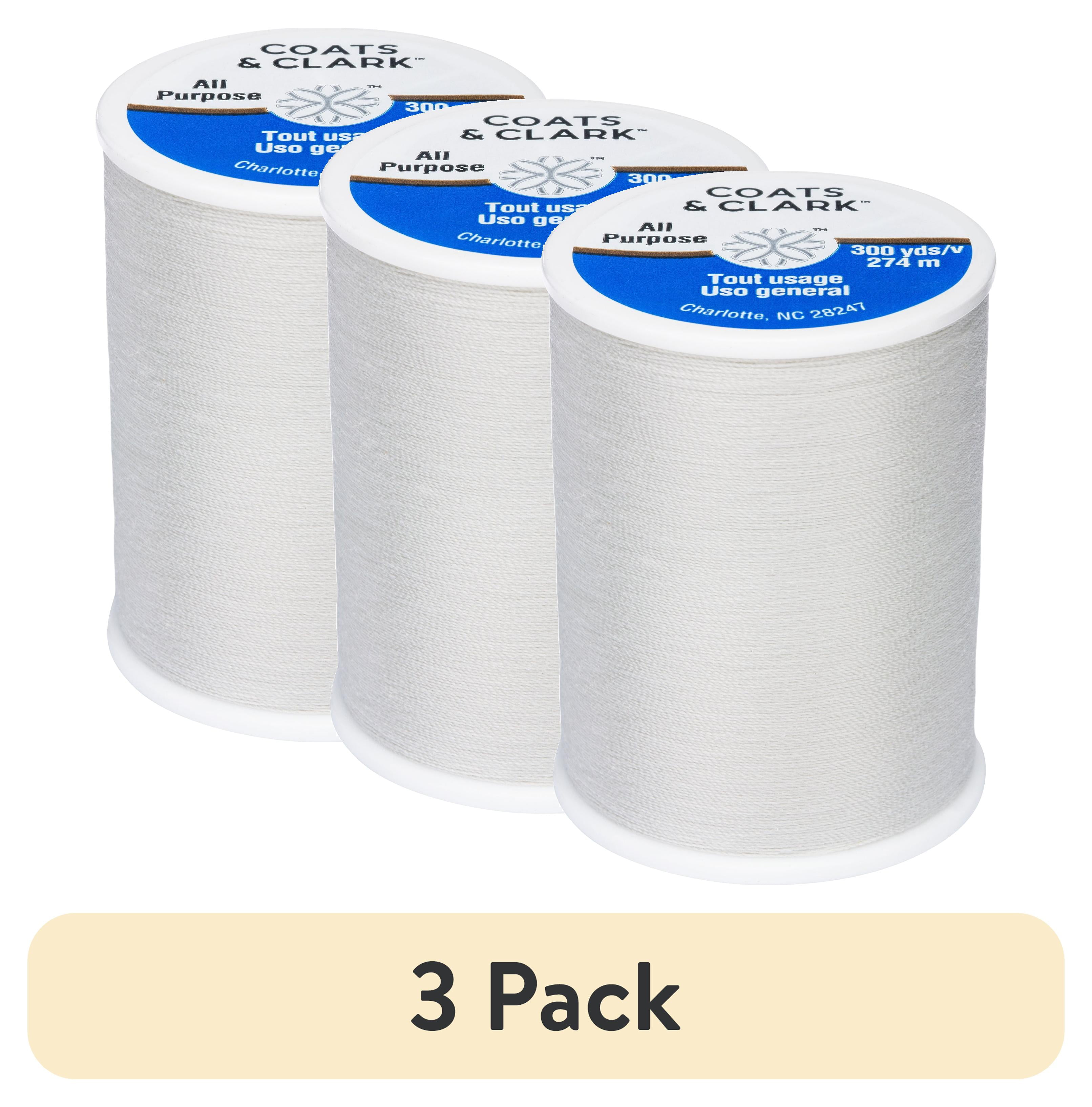 (3 pack) Coats & Clark All Purpose Silver Polyester Thread, 300 Yards