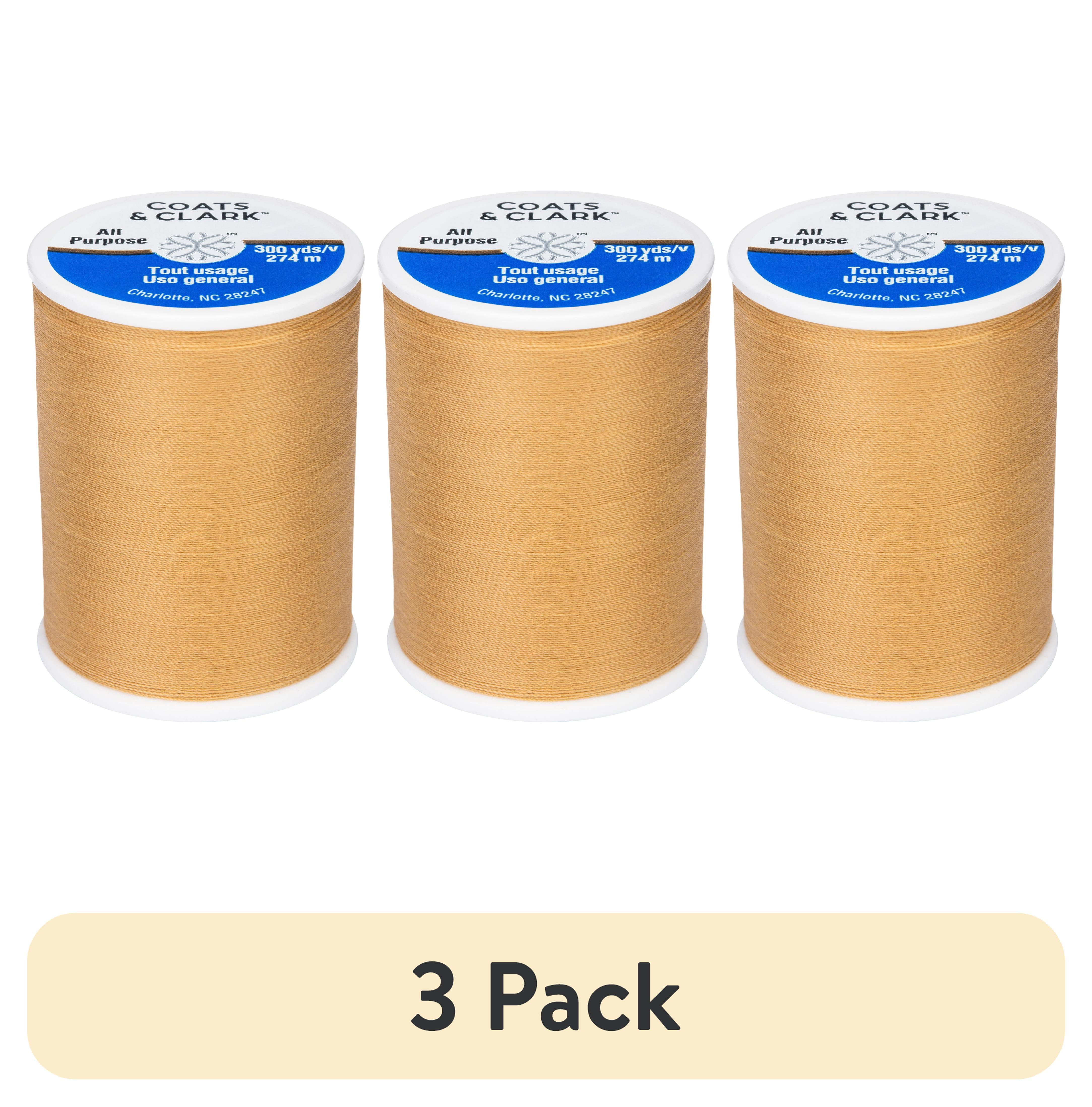 (3 pack) Coats & Clark All Purpose Tan Polyester Thread, 300 Yards