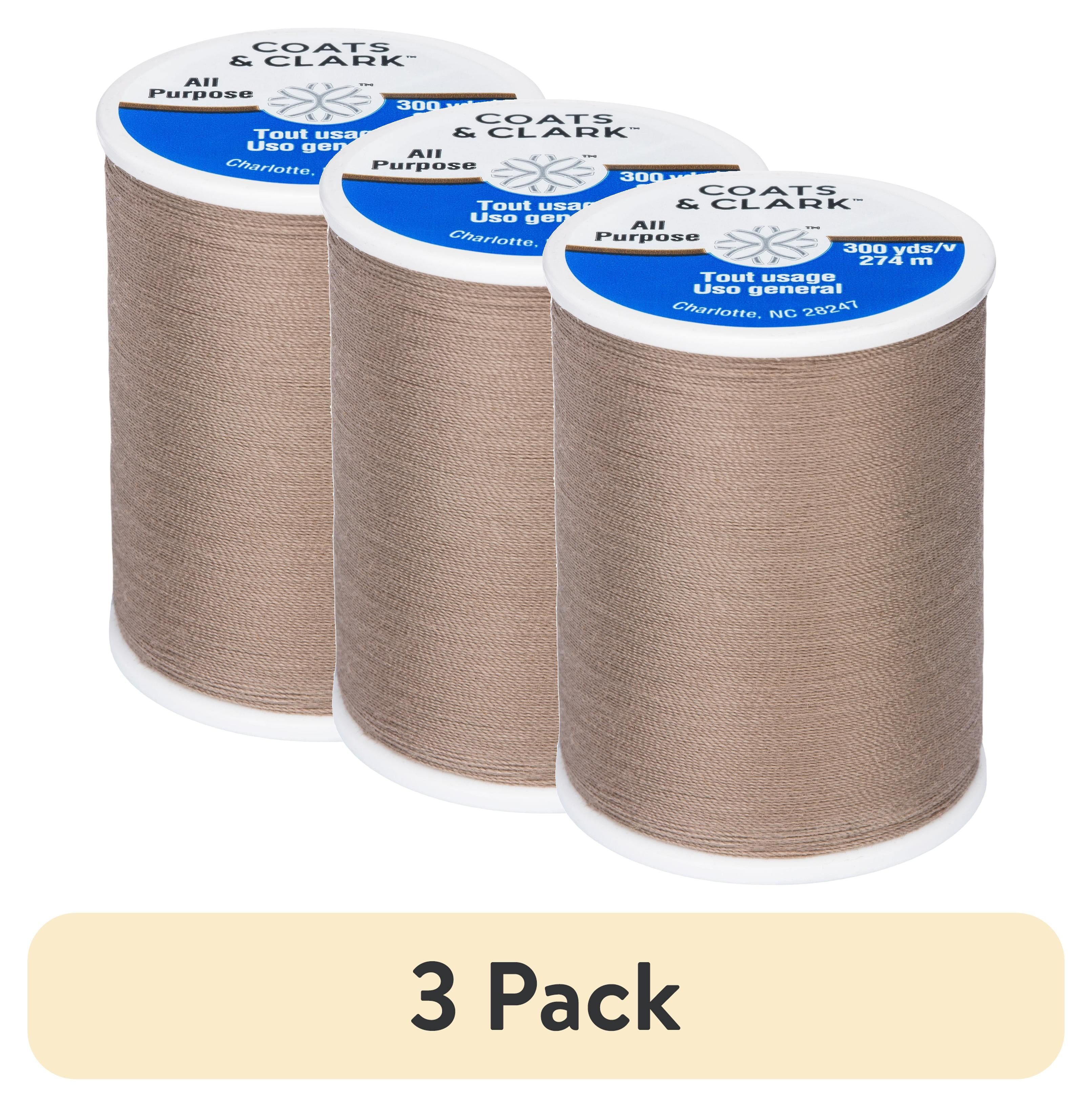 (3 pack) Coats & Clark All Purpose Taupe Clair Polyester Thread, 300 Yards