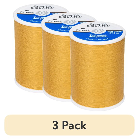 (3 pack) Coats & Clark All Purpose Temple Gold Polyester Thread, 300 Yards