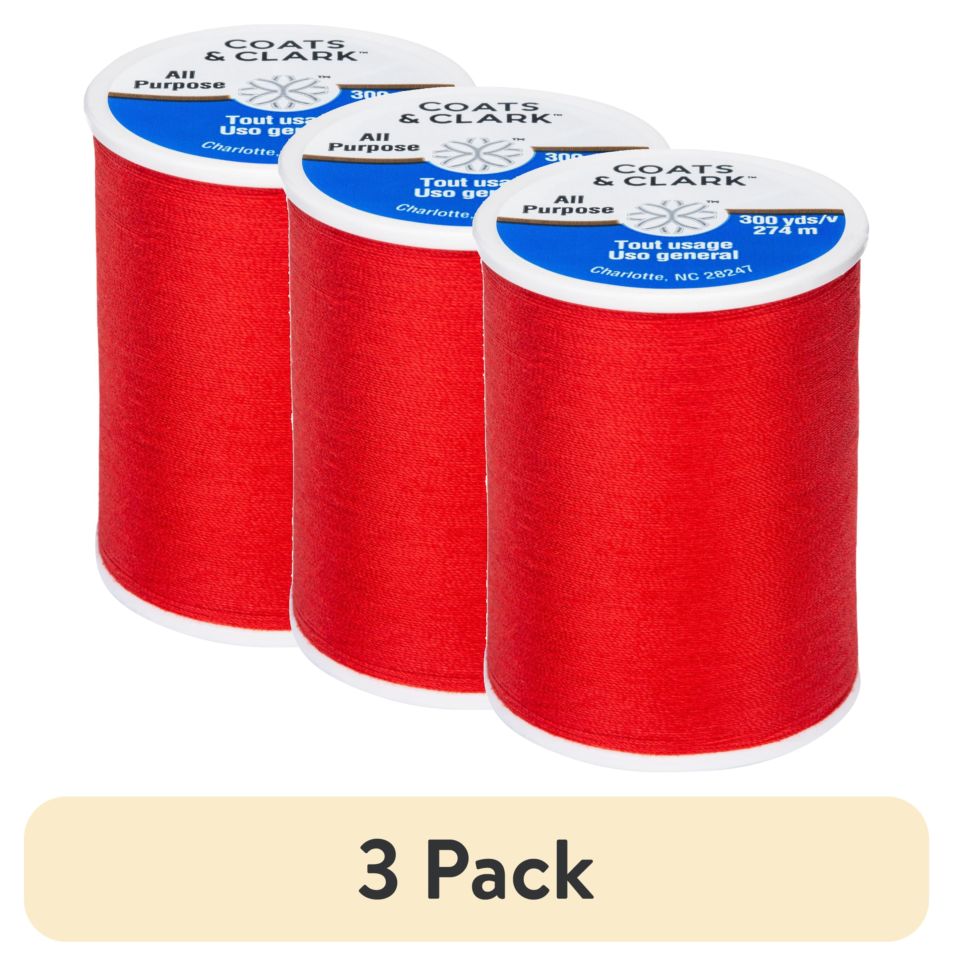 (3 pack) Coats & Clark All Purpose Tomato Polyester Thread, 300 Yards
