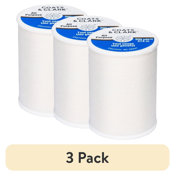 (3 pack) Coats & Clark All Purpose Winter White Polyester Thread, 300 Yards
