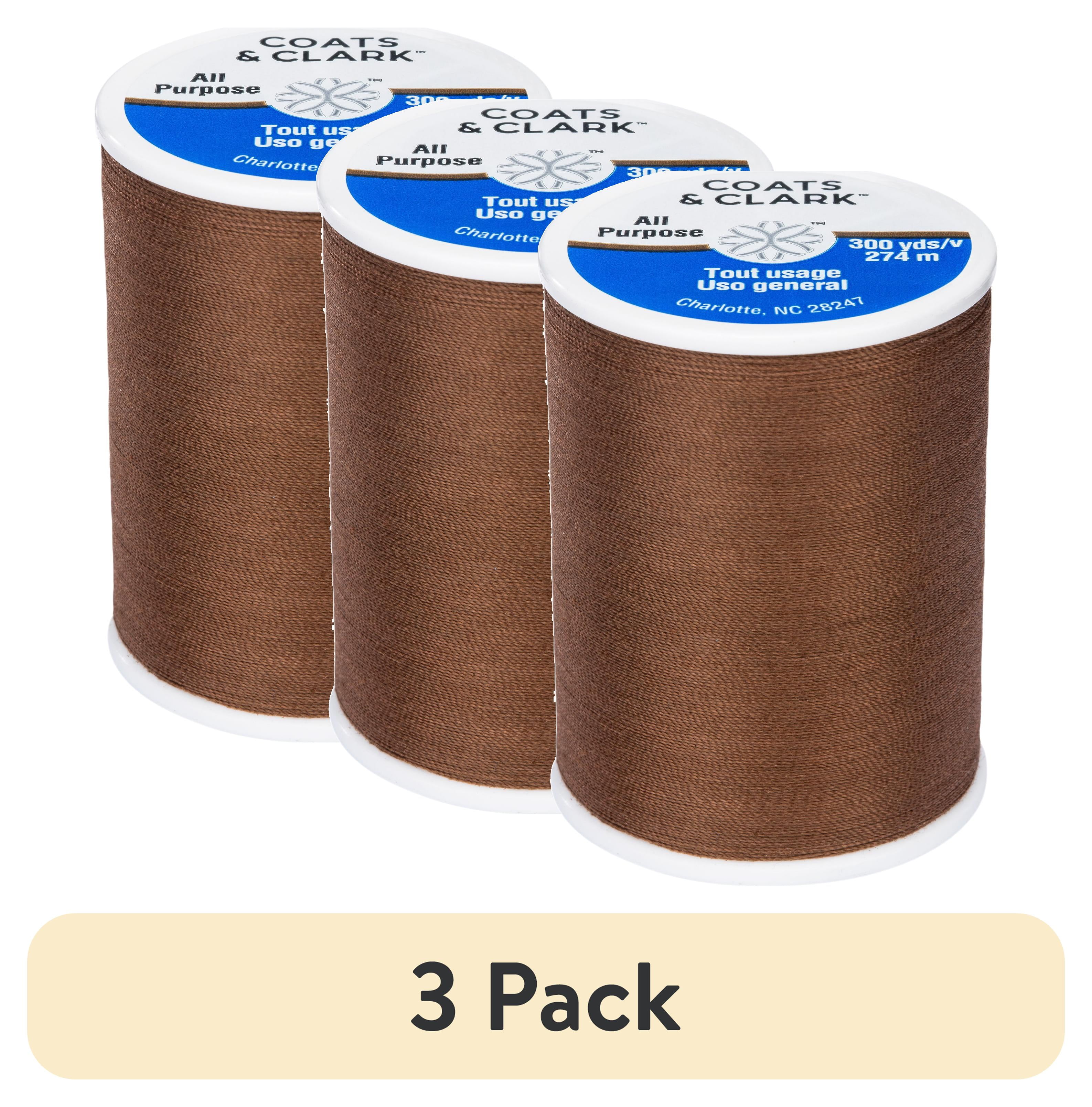 (3 pack) Coats &amp; Clark Dual Duty All Purpose Brown Chestnut Thread, 300 ...