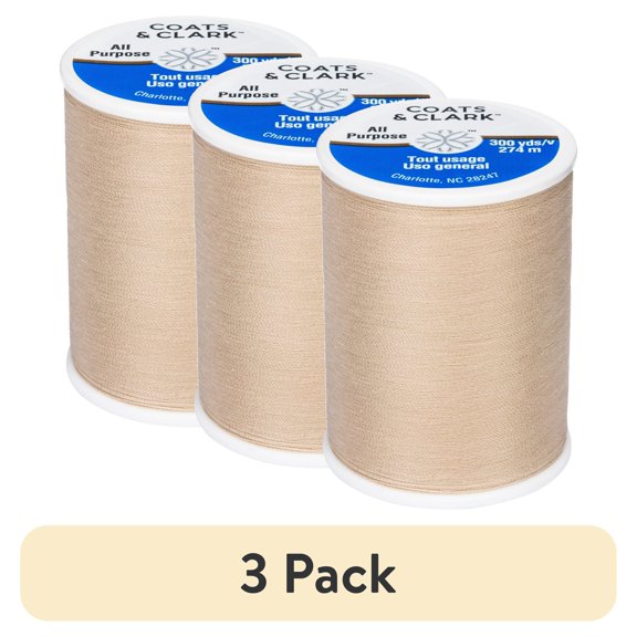 (3 pack) Coats & Clark Dual Duty All Purpose Brown Polyester Thread, 300 Yards