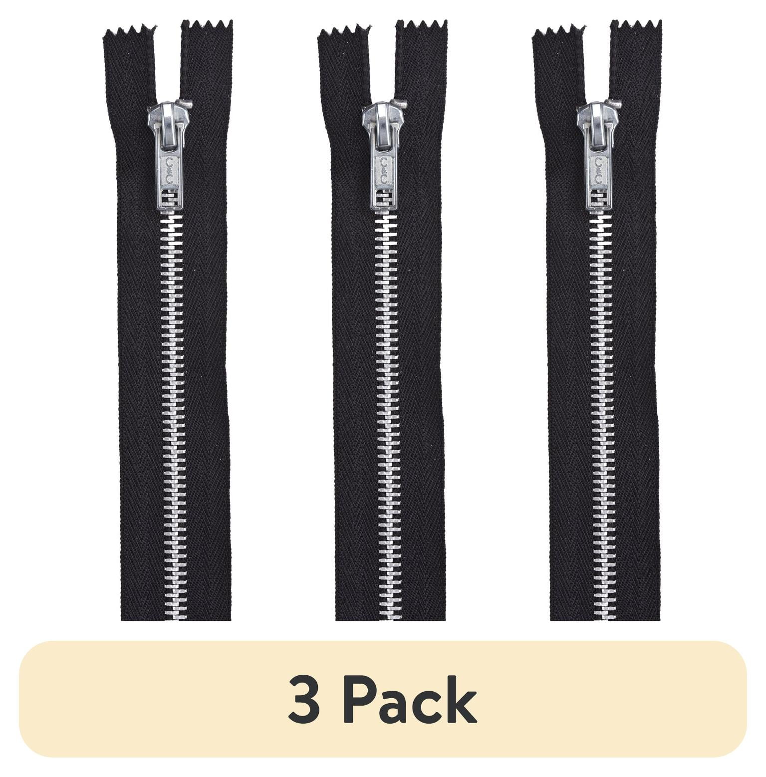 (3 pack) Coats & Clark Heavy Weight Aluminum 24" Black Separating Sewing Zipper, 1 Each