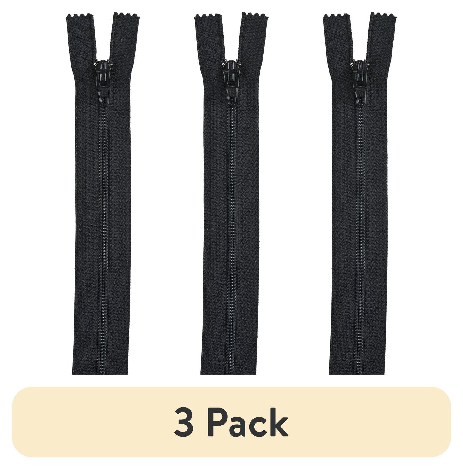 (3 pack) Coats & Clark Polyester 22" All Purpose Black Sewing Zipper, 1 Each