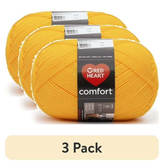 (3 pack) Coats & Clark Red Heart Comfort Yarn 16oz Bright Yellow