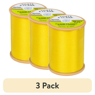 (3 pack) Coats & Clark Trilobal Embroidery Sun Yellow Polyester Thread, 300 Yards