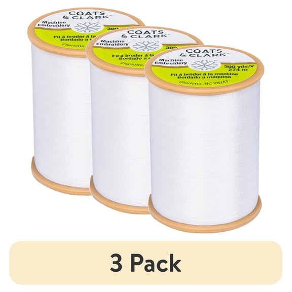 (3 pack) Coats & Clark Trilobal Embroidery White Polyester Thread, 300 Yards