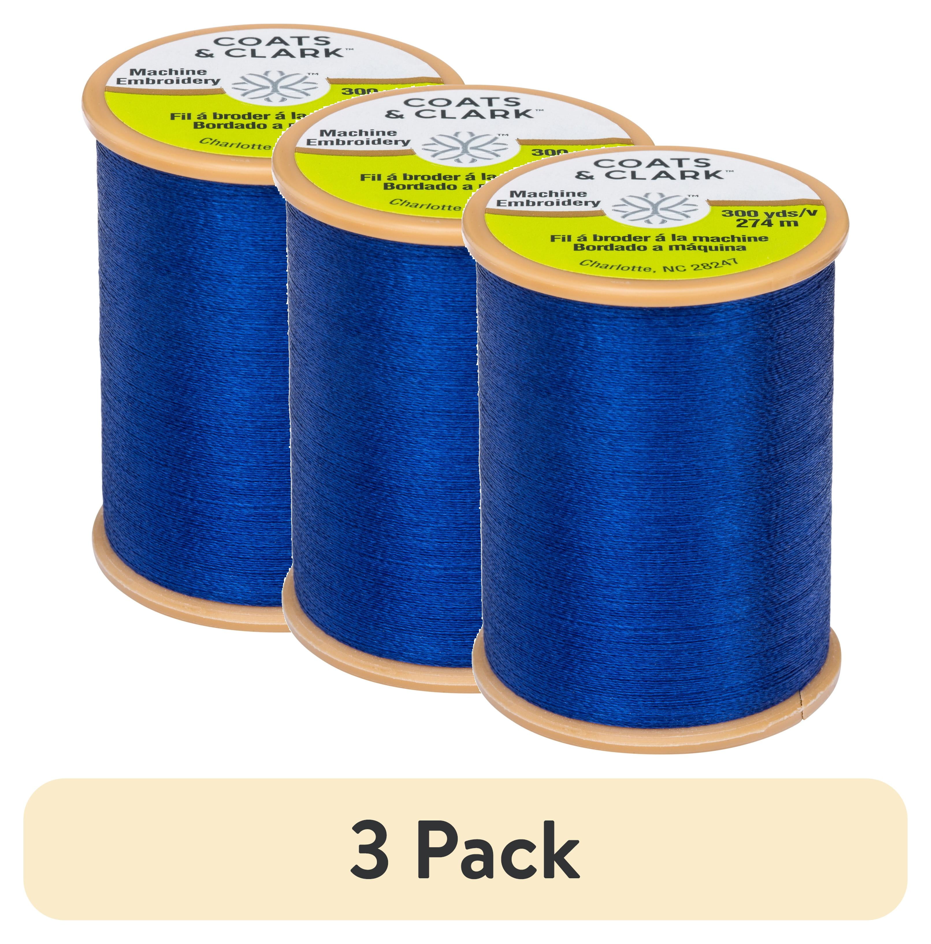 (3 pack) Coats & Clark Trilobal Embroidery Yale Blue Polyester Thread, 300 Yards