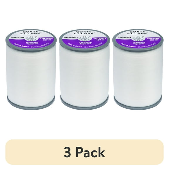 (3 pack) Coats & Clark Upholstery White Nylon Thread, 150 Yards