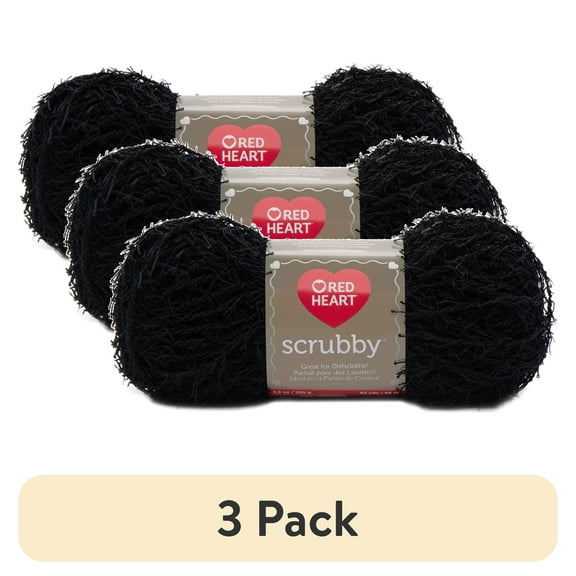 (3 pack) Red Heart Scrubby Yarn-Black