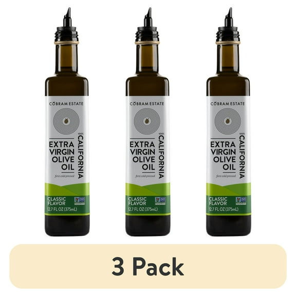 (3 pack) Cobram Estate Classic Flavor 100% California Extra Virgin Olive Oil, 12.7 fl oz Bottle First Cold Pressed, Easy-Pour Cooking Oil